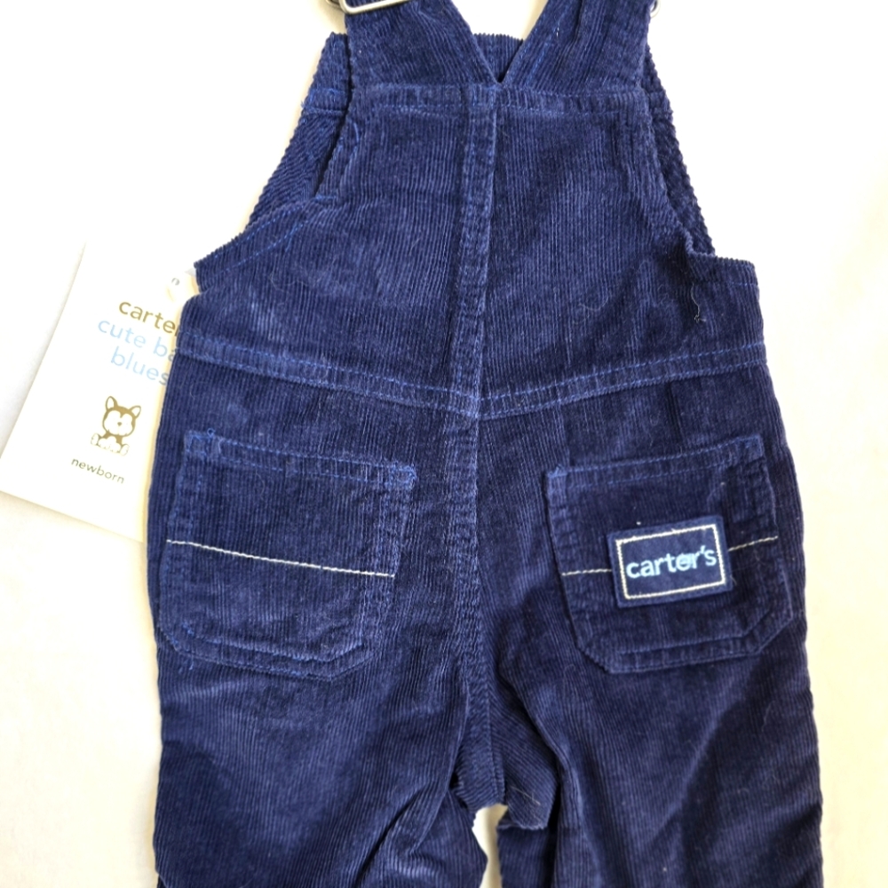 NWT NEWBORN BOYS OVERALLS Navy Corduroy PUPPY DOG HUSKY CUTE BABY BLUES (Q3) - Picture 3 of 3